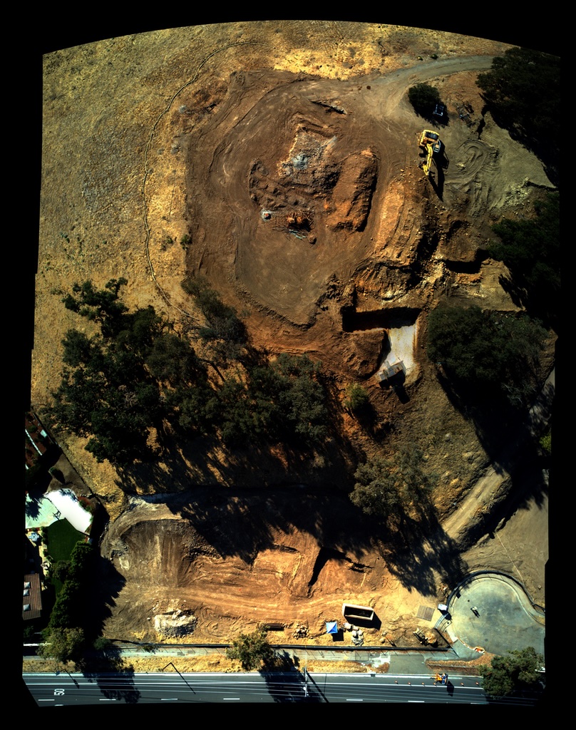Overhead drone mapping of construction site.